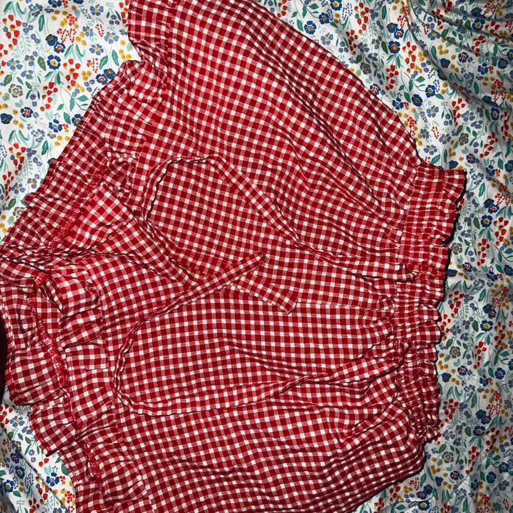 Red Gingham Checkered Shorts